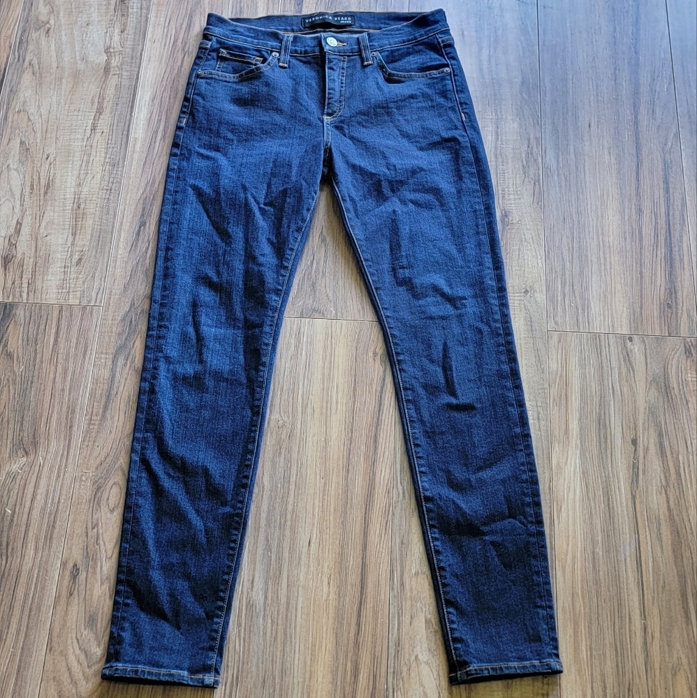 Veronica Beard 27/4 Brooke Skinny Mid Rise Jean Prussian Blue